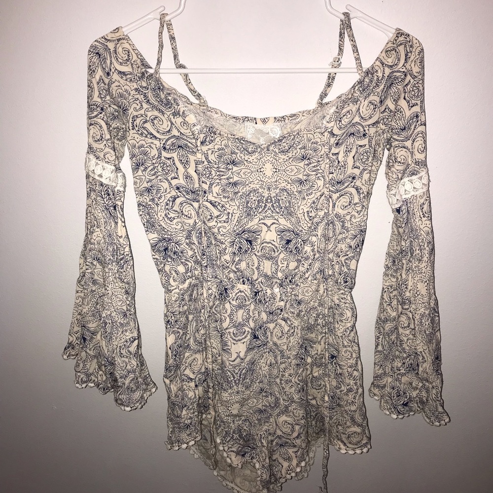 Off the shoulder floral romper